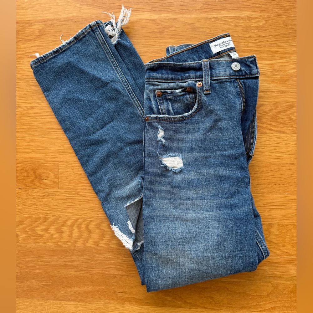 Abercrombie & Fitch Blue Denim Jeans with Contrast Stitching